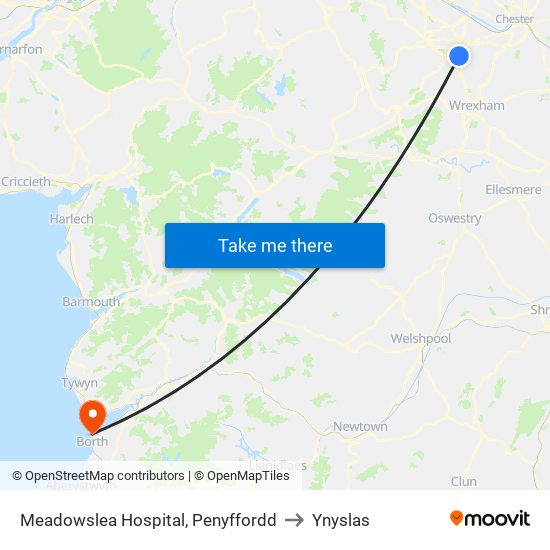 Meadowslea Hospital, Penyffordd to Ynyslas map