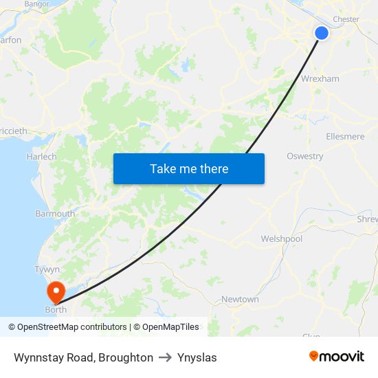 Wynnstay Road, Broughton to Ynyslas map