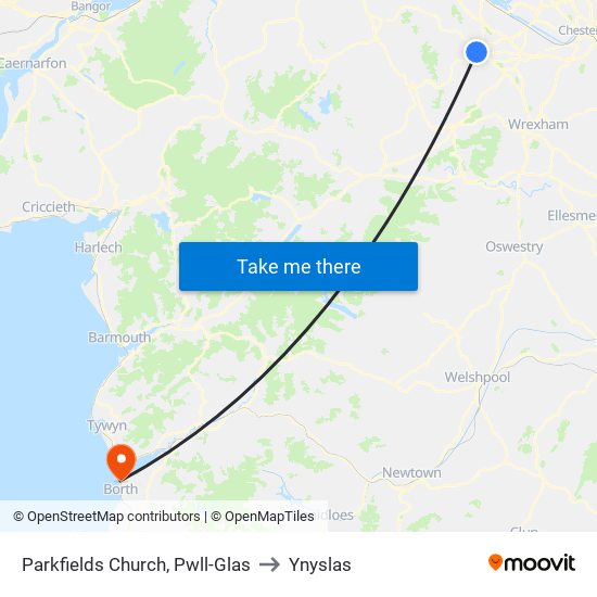 Parkfields Church, Pwll-Glas to Ynyslas map