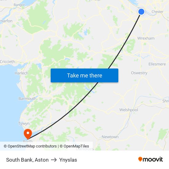 South Bank, Aston to Ynyslas map