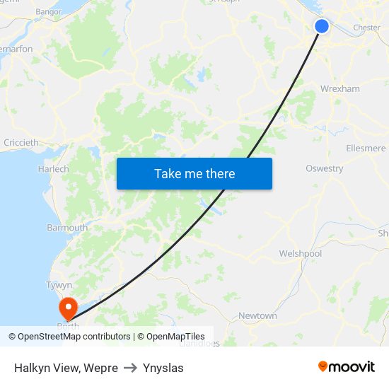Halkyn View, Wepre to Ynyslas map