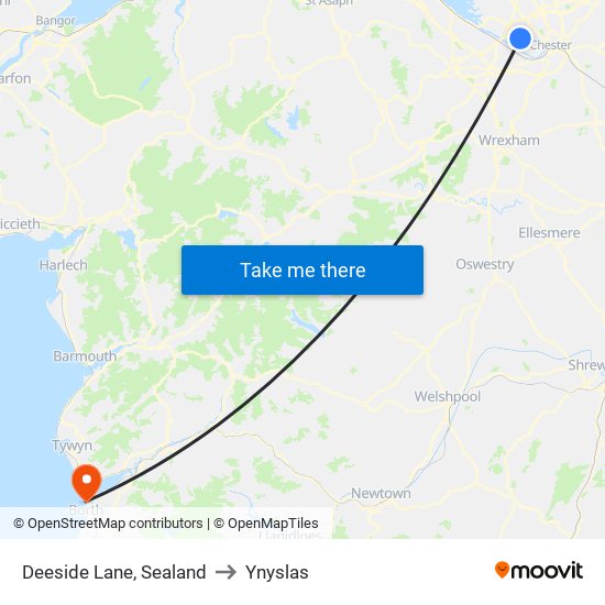 Deeside Lane, Sealand to Ynyslas map