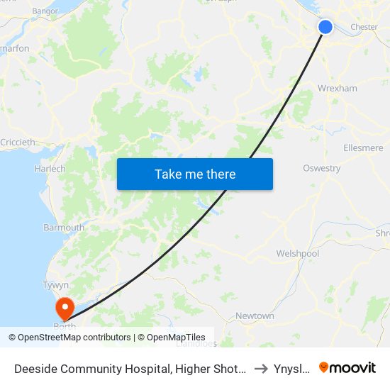 Deeside Community Hospital, Higher Shotton to Ynyslas map