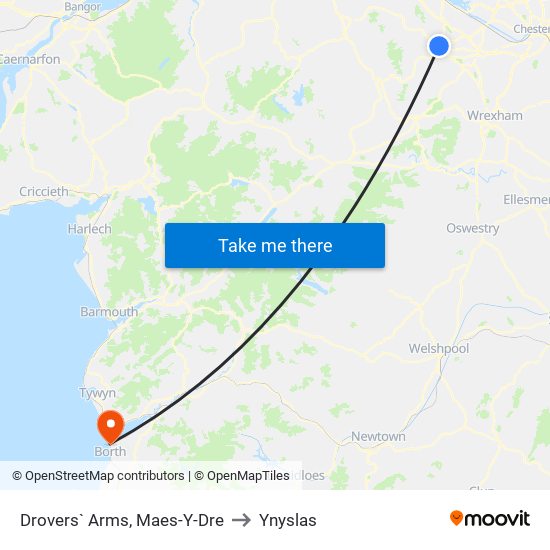 Drovers` Arms, Maes-Y-Dre to Ynyslas map