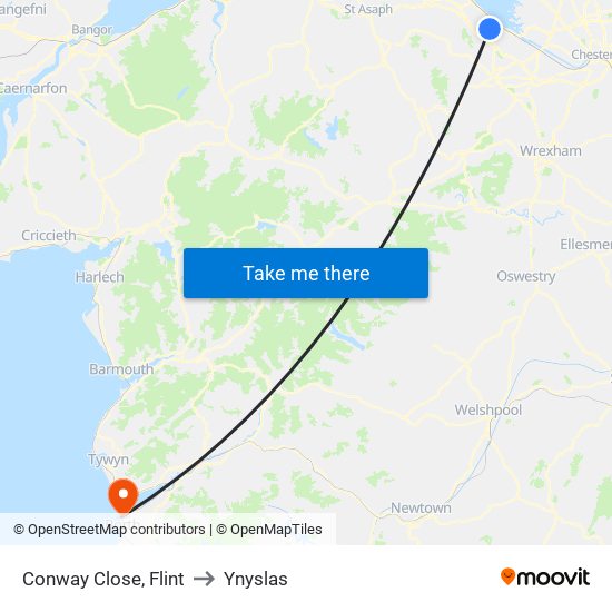 Conway Close, Flint to Ynyslas map