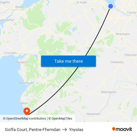 Goffa Court, Pentre-Ffwrndan to Ynyslas map