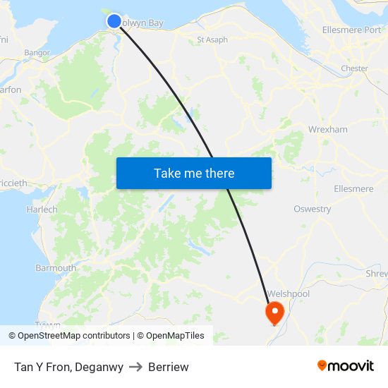 Tan Y Fron, Deganwy to Berriew map