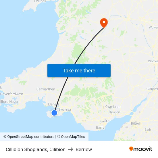 Cillibion Shoplands, Cilibion to Berriew map