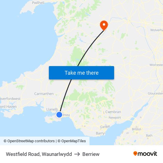 Westfield Road, Waunarlwydd to Berriew map