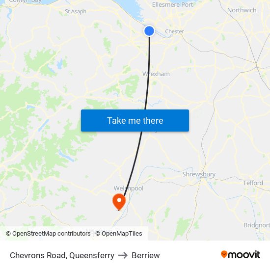 Chevrons Road, Queensferry to Berriew map