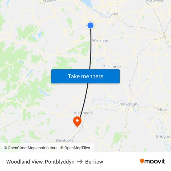 Woodland View, Pontblyddyn to Berriew map