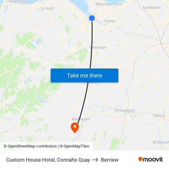 Custom House Hotel, Golftyn to Berriew map