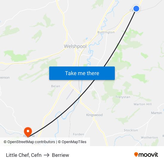 Little Chef, Cefn to Berriew map