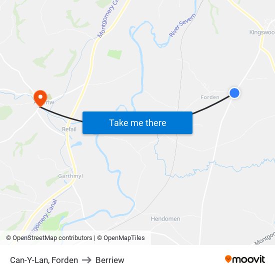 Can-Y-Lan, Forden to Berriew map
