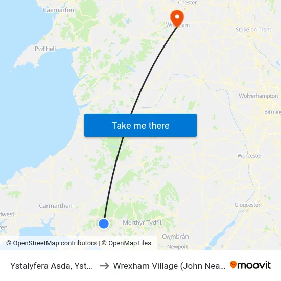 Ystalyfera Asda, Ystalyfera to Wrexham Village (John Neal Block) map