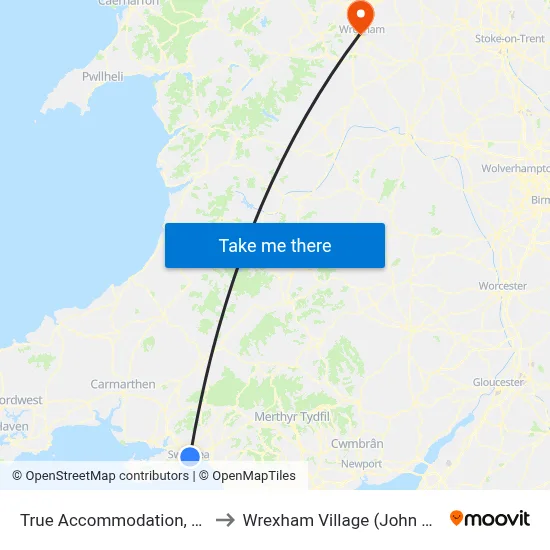True Accommodation, Parc Tawe to Wrexham Village (John Neal Block) map