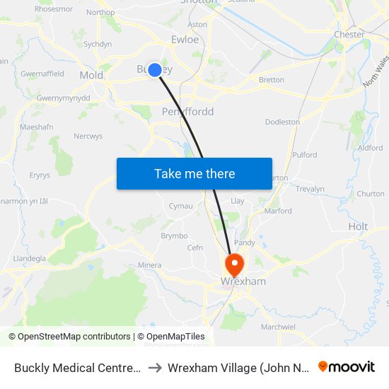 Buckly Medical Centre, Buckley to Wrexham Village (John Neal Block) map
