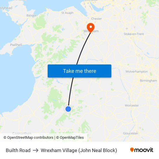 Builth Road to Wrexham Village (John Neal Block) map