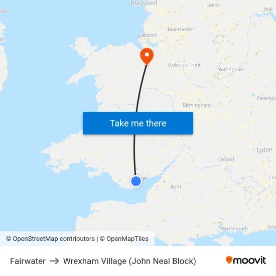 Fairwater to Wrexham Village (John Neal Block) map