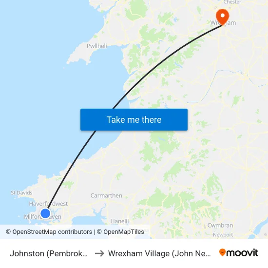 Johnston (Pembrokeshire) to Wrexham Village (John Neal Block) map