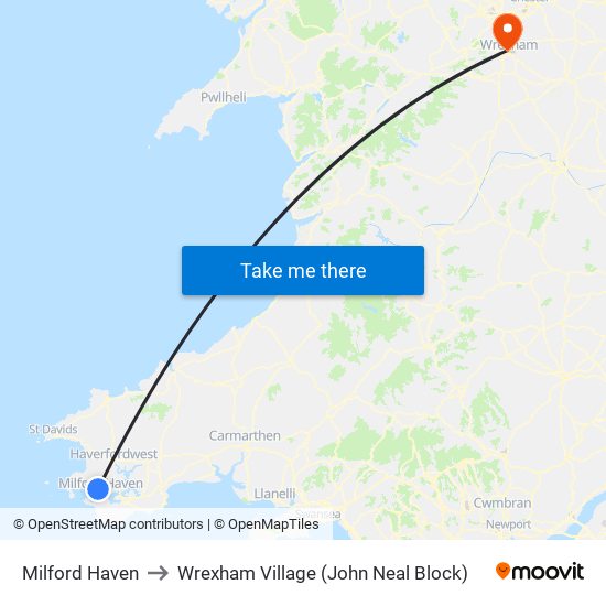 Milford Haven to Wrexham Village (John Neal Block) map