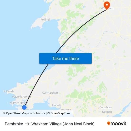Pembroke to Wrexham Village (John Neal Block) map