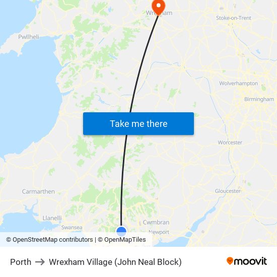 Porth to Wrexham Village (John Neal Block) map