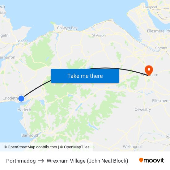 Porthmadog to Wrexham Village (John Neal Block) map