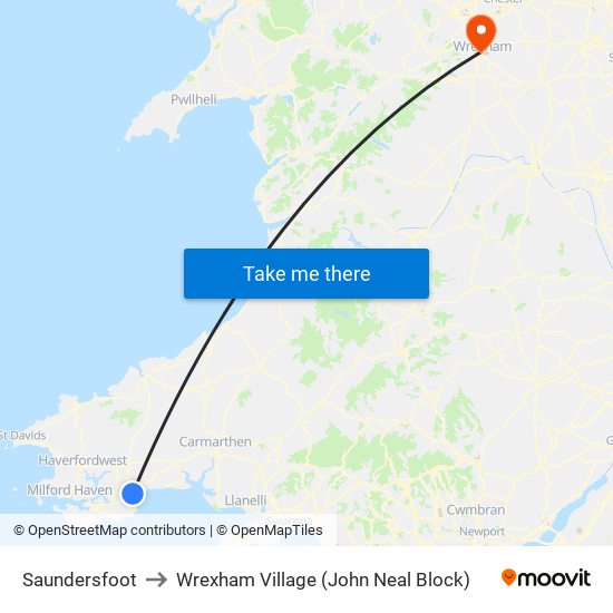 Saundersfoot to Wrexham Village (John Neal Block) map