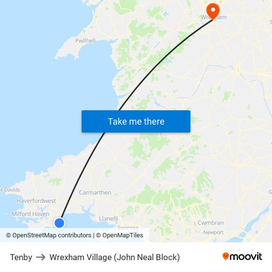 Tenby to Wrexham Village (John Neal Block) map