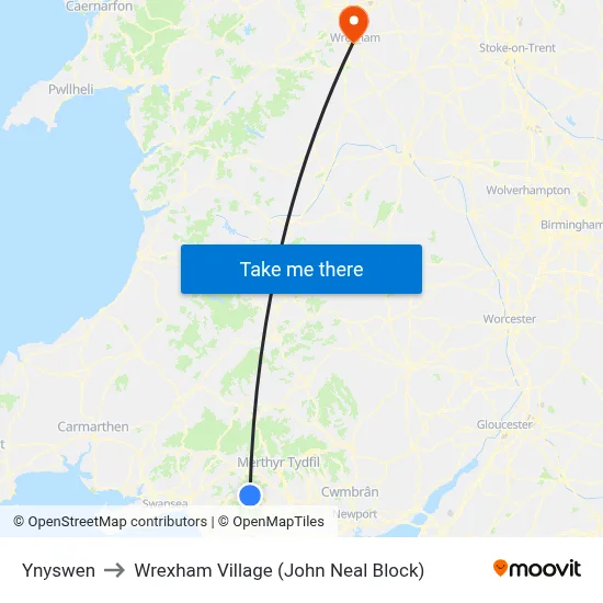 Ynyswen to Wrexham Village (John Neal Block) map