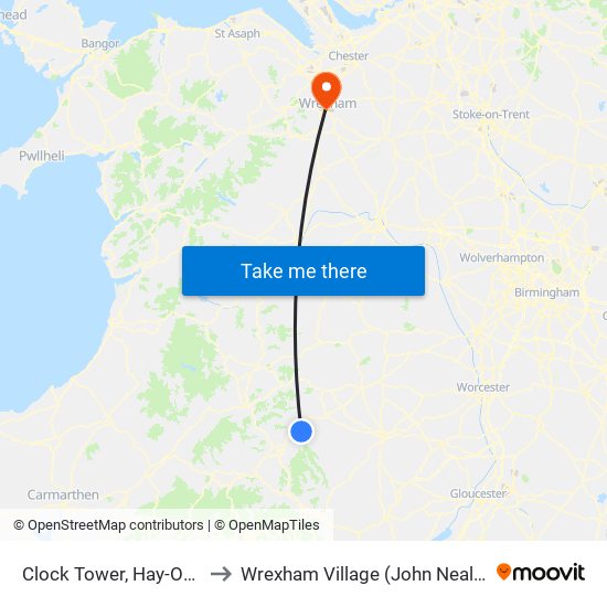 Clock Tower, Hay-On-Wye to Wrexham Village (John Neal Block) map