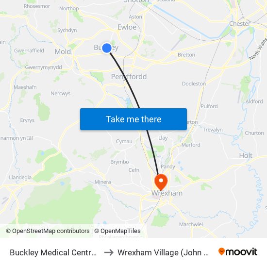 Buckley Medical Centre , Buckley to Wrexham Village (John Neal Block) map
