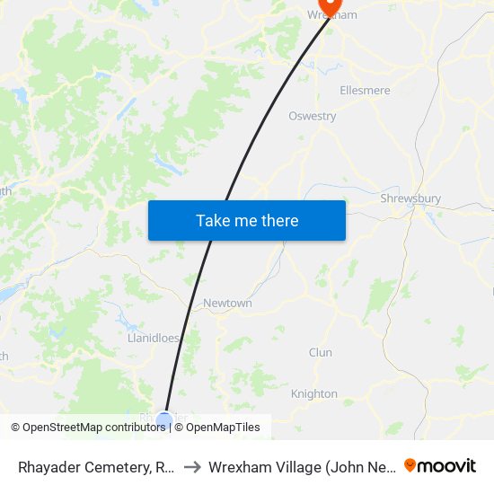 Rhayader Cemetery, Rhayader to Wrexham Village (John Neal Block) map