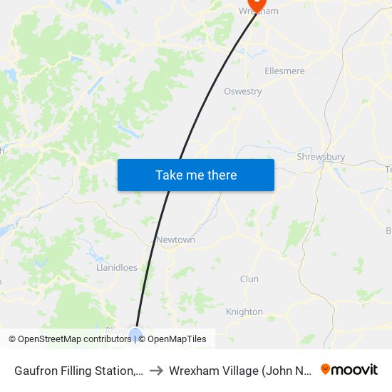 Gaufron Filling Station, Gaufron to Wrexham Village (John Neal Block) map