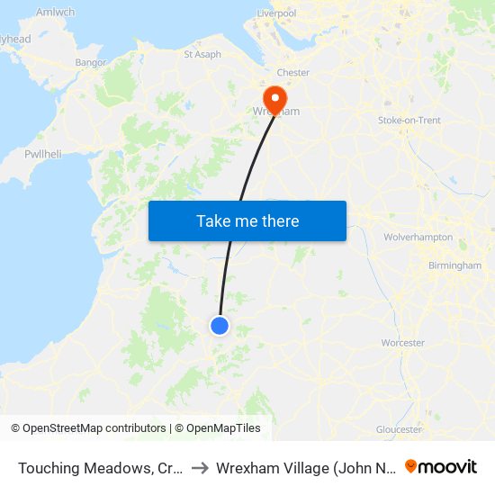 Touching Meadows, Crossgates to Wrexham Village (John Neal Block) map