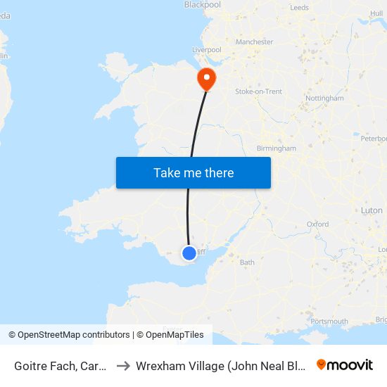 Goitre Fach, Cardiff to Wrexham Village (John Neal Block) map