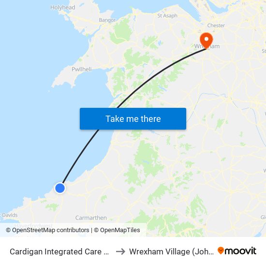 Cardigan Integrated Care Centre, Cardigan to Wrexham Village (John Neal Block) map