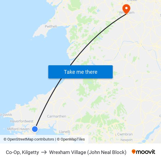 Co-Op, Kilgetty to Wrexham Village (John Neal Block) map