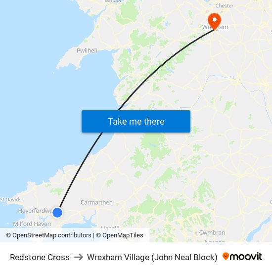 Redstone Cross to Wrexham Village (John Neal Block) map