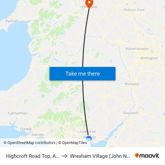 Highcroft Road Top, Allt-Yr-Yn to Wrexham Village (John Neal Block) map