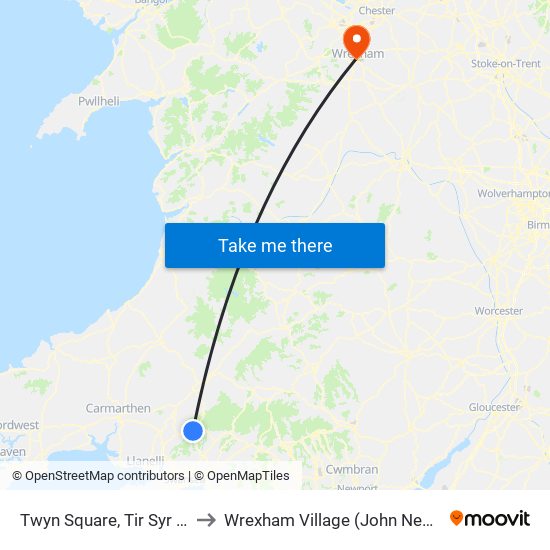 Twyn Square, Tir Syr Walter to Wrexham Village (John Neal Block) map