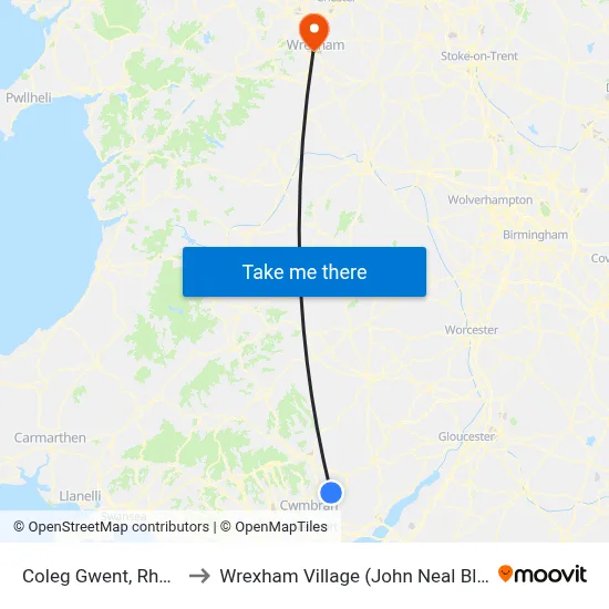Coleg Gwent, Rhadyr to Wrexham Village (John Neal Block) map