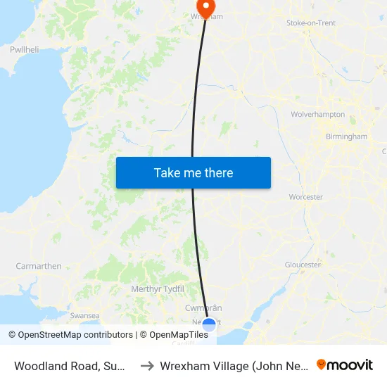 Woodland Road, Summerhill to Wrexham Village (John Neal Block) map