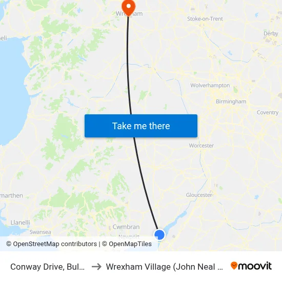 Conway Drive, Bulwark to Wrexham Village (John Neal Block) map