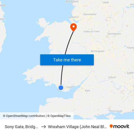 Sony Gate, Bridgend to Wrexham Village (John Neal Block) map