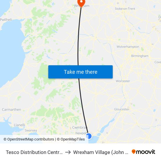 Tesco Distribution Centre, Llanwern to Wrexham Village (John Neal Block) map