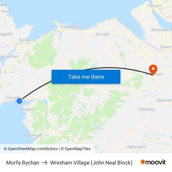 Morfa Bychan to Wrexham Village (John Neal Block) map