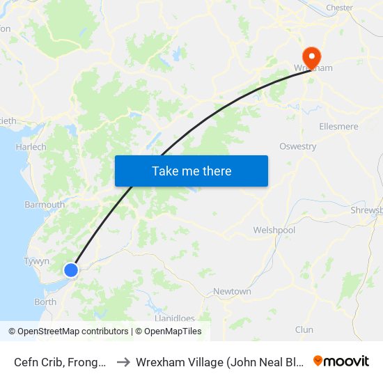 Cefn Crib, Frongoch to Wrexham Village (John Neal Block) map