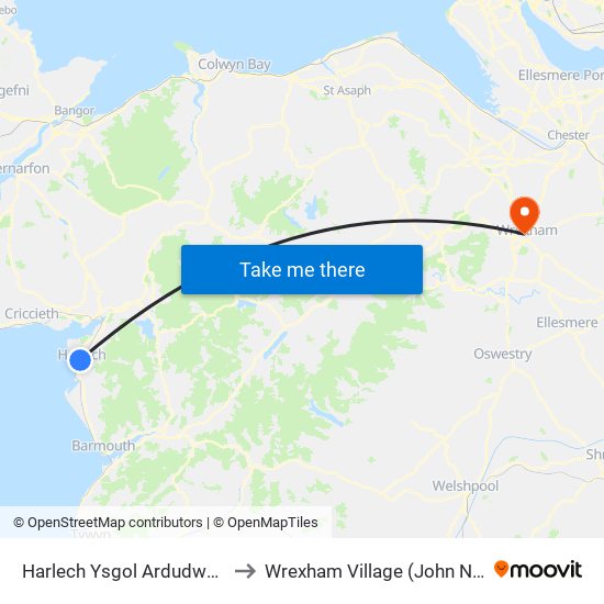 Harlech Ysgol Ardudwy , Harlech to Wrexham Village (John Neal Block) map